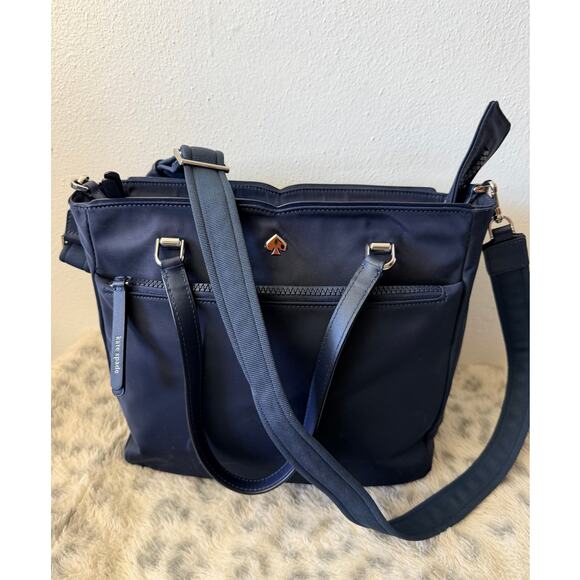 kate spade Navy Nylon Crossbody Satchel with Gold Hardware EUC - Picture 2 of 10